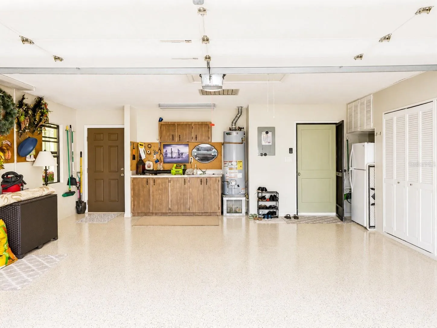 Two Car Garage: Epoxy Floor Coating, Work Bench &amp; Utility  Sink