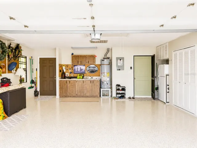Two Car Garage: Epoxy Floor Coating, Work Bench &amp; Utility  Sink