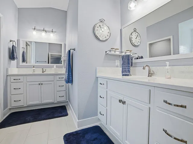 Main bathroom with separate vanities!