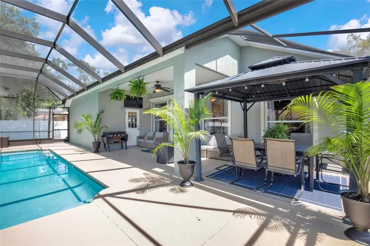 Beautiful pool area with room for seating