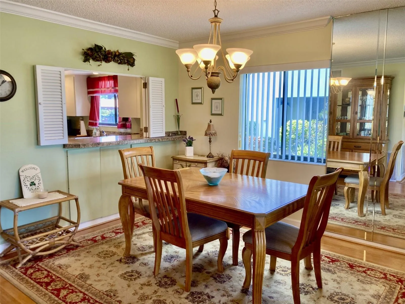 Dining area with pass through from kitchen.
