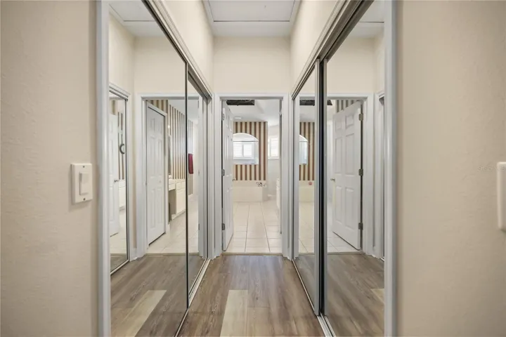 Walking closet to the left and built in closet to the right