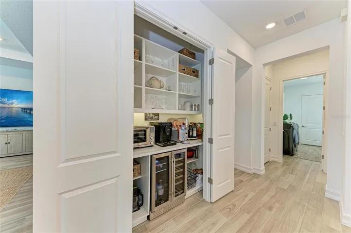 Cafe pantry with doors open.