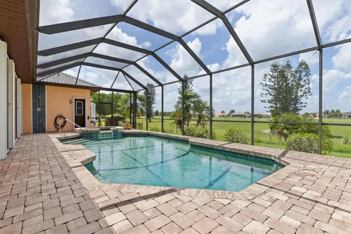 Pool and spa with outdoor shower