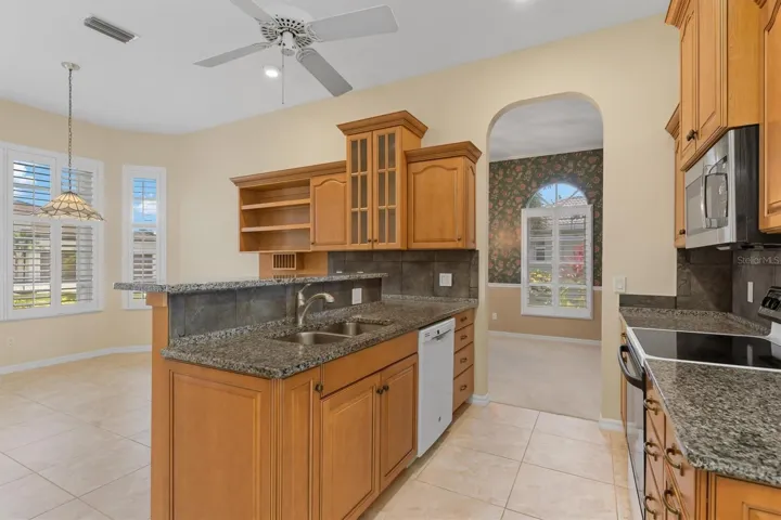Galley style open kitchen
