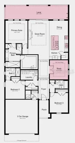 Additional Highlights Include: Gourmet kitchen, waterfall edge counter at kitchen island, 10' ceilings, tray ceiling package, 8' interior doors, interior door at primary closet to laundry, covered extended lanai, study in place of flex, outdoor kitchen rough-in, whole house impact windows, garage floor seal with flakes and clear coat, and pool with spa