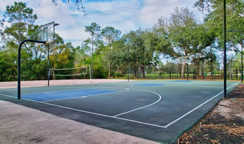 Basketball and sand volleyball court