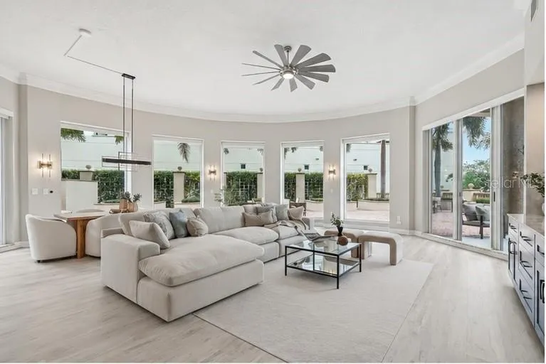 Spacious great room with a lot of natural light
