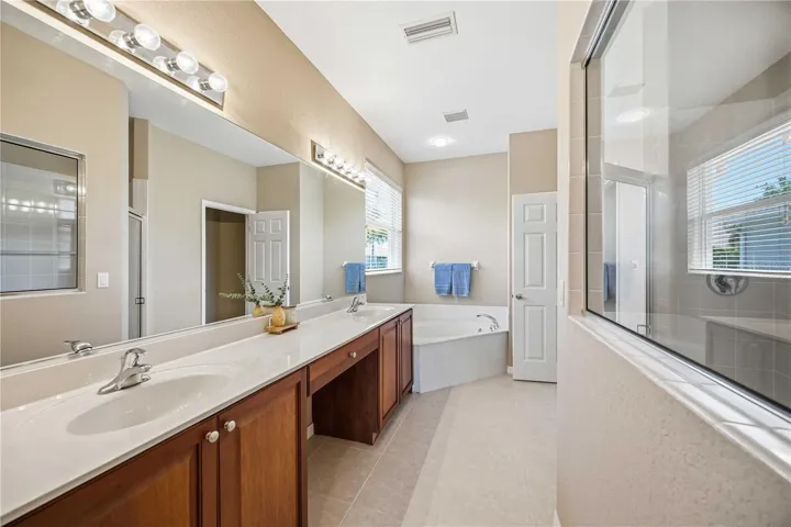 En-suite with double vanities