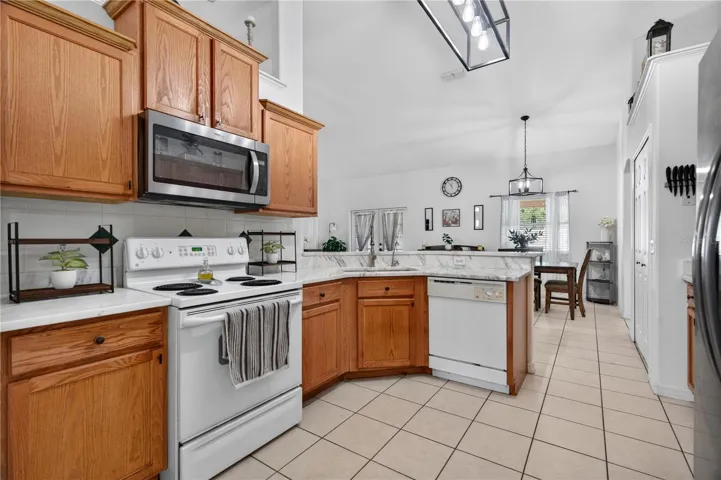 Kitchen with marble countertops