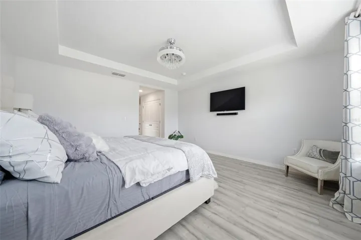 Primary Bedroom + decorative design tray ceiling