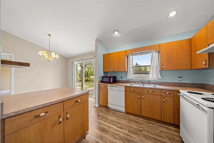 Kitchen with island and pantry