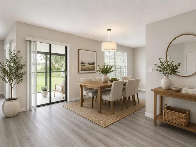 Virtually Staged Sliding Doors to Porch