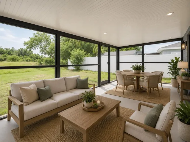 Virtually Staged Enclosed Porch