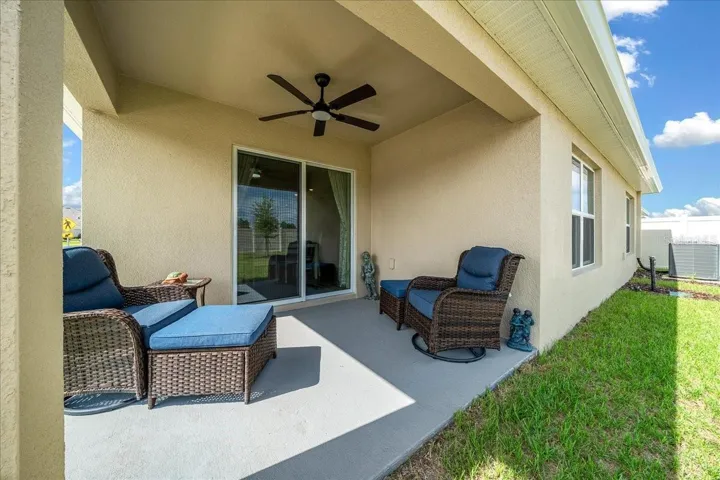 Covered lanai with ceiling fan