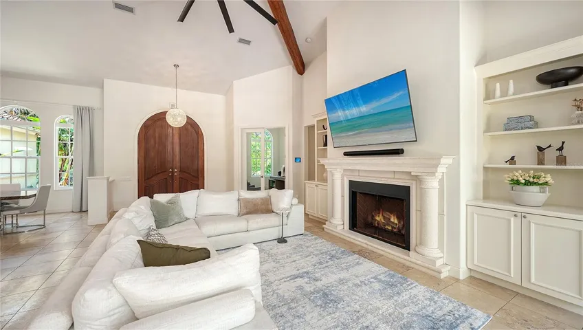 Great room and wood-burning fire place
