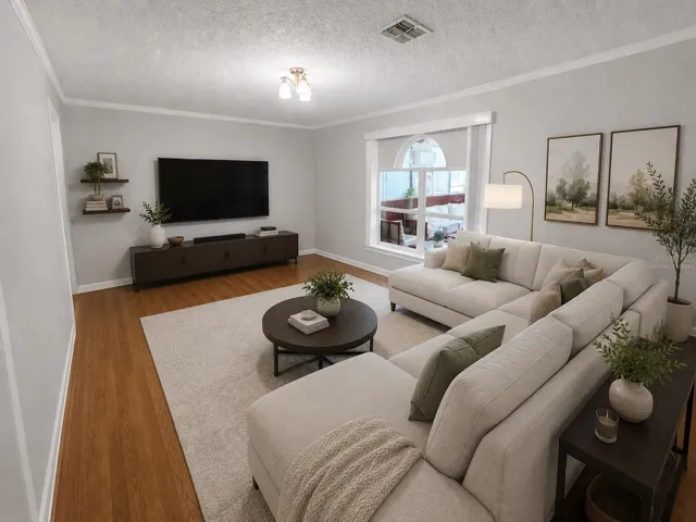 AI rendering. Virtually staged and painted