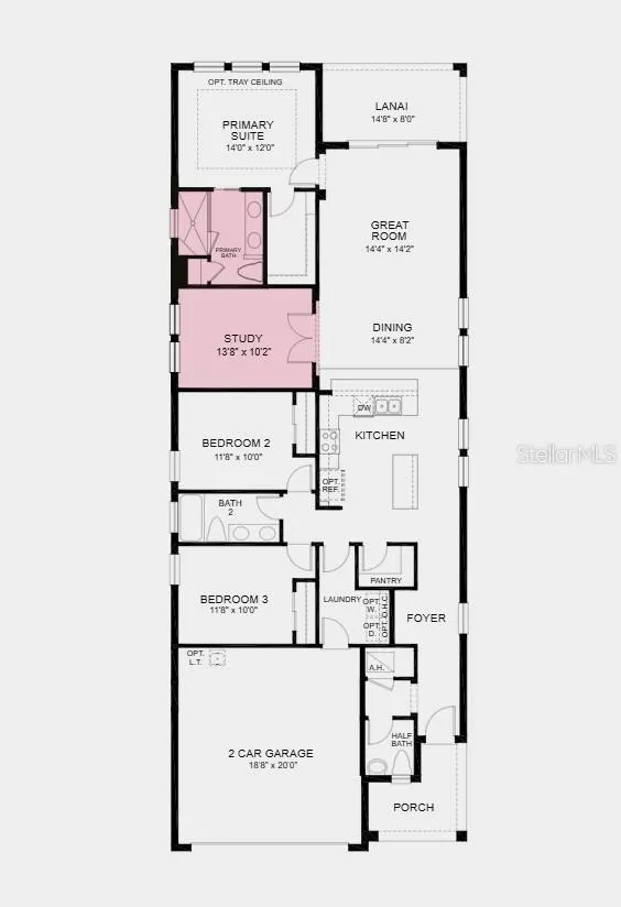 Floor Plan - Additional Highlights Include: 8' interior doors, pocket door into the primary bath, window coverings and appliance package