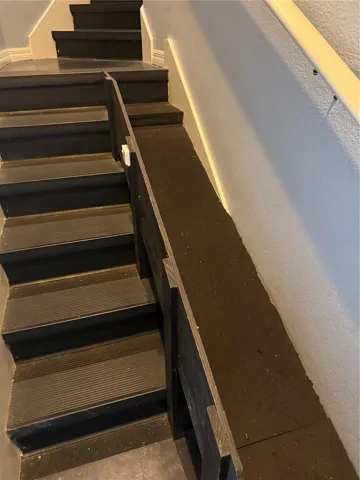 Steps up from garage with doggie ramp
