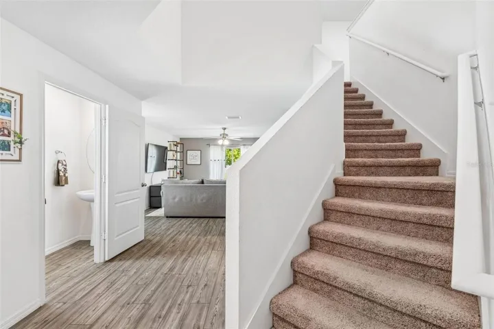 Staircase overlooking the downstairs