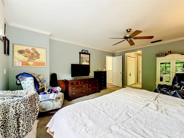 Expansive primary bedroom offering comfort, privacy, and flexibility