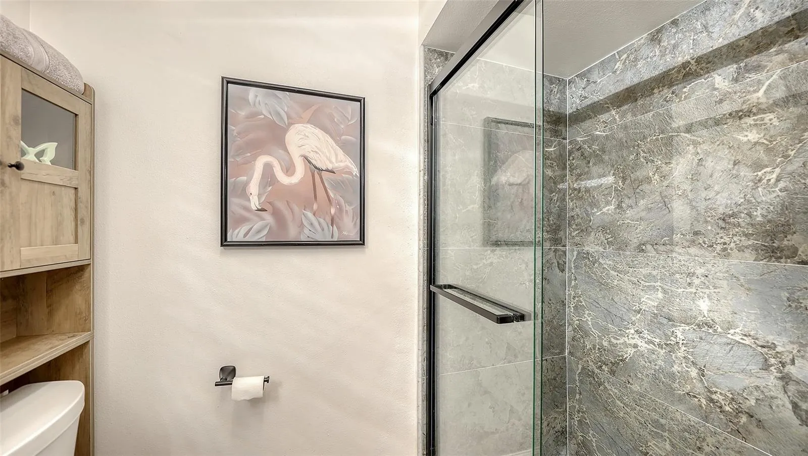 Glassed walk-in shower