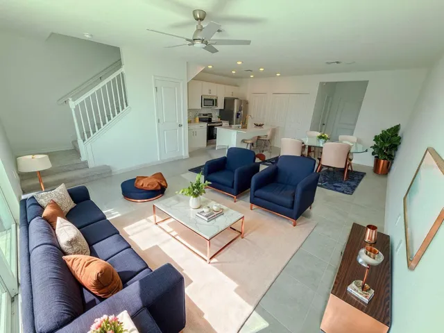 Virtual Staged Living/dinning/Kitchen
