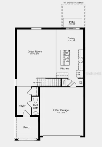 First Floor Plan - Additional Highlights Include: washer, dryer, refrigerator and window coverings