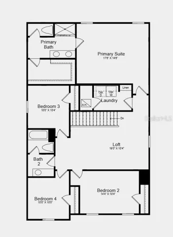 Second Floor Plan - Additional Highlights Include: washer, dryer, refrigerator and window coverings