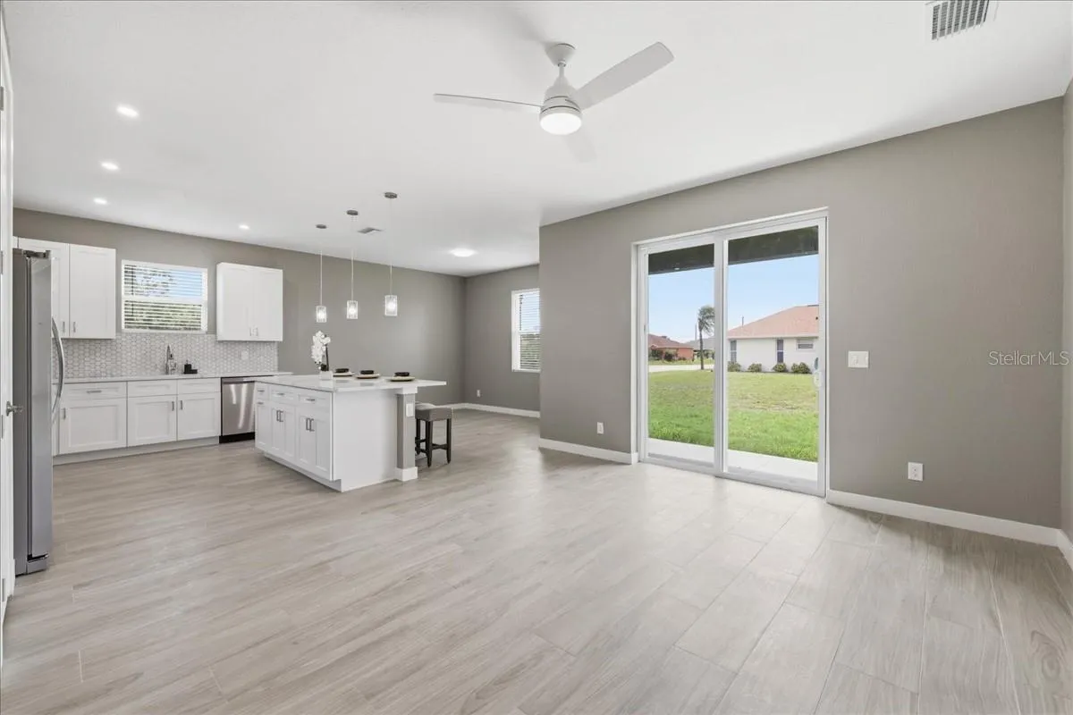 Open-concept kitchen + living room