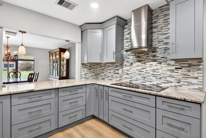 Kitchen facing into dining area