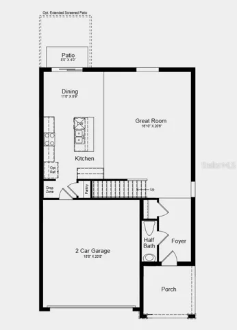 First Floor Plan - Additional Highlights Include: refrigerator, washer and dryer, and window blinds throughout the whole house