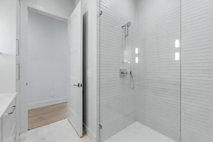 First Floor Guest Bath with quartzite countertops