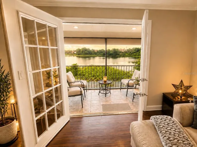 French Doors overlooking Patio & Lake
