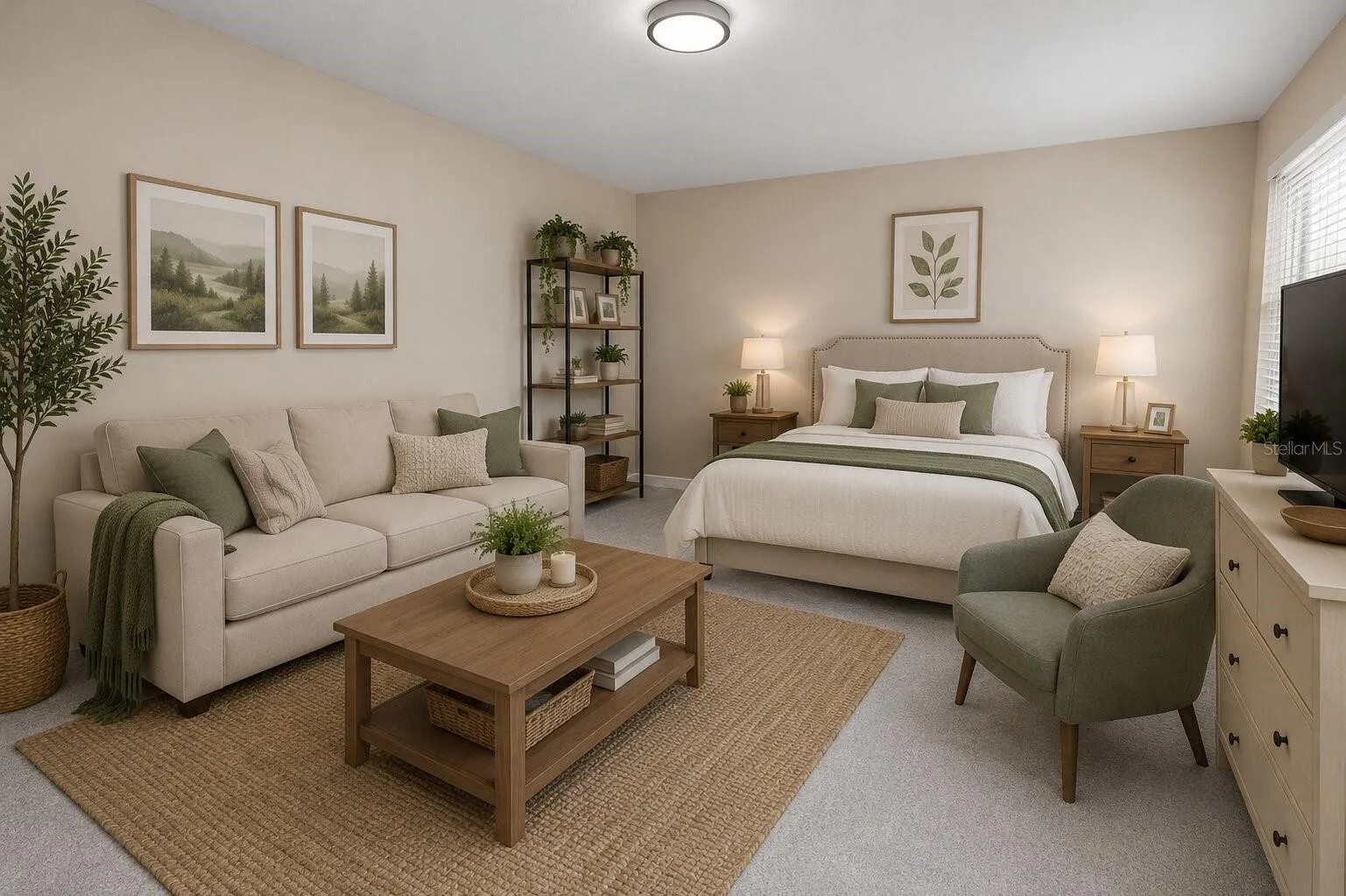 Virtual Staged unfinished efficiency apartment
