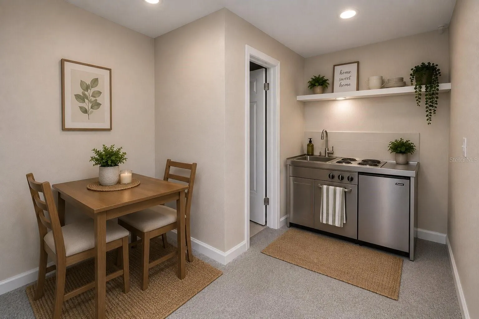 Virtual Staged unfinished efficiency apartment