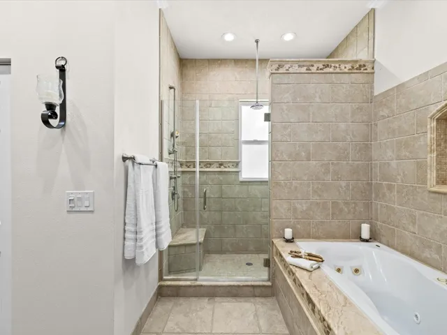 Walk In Shower with dual shower head, 4 body jets & rain shower head from above