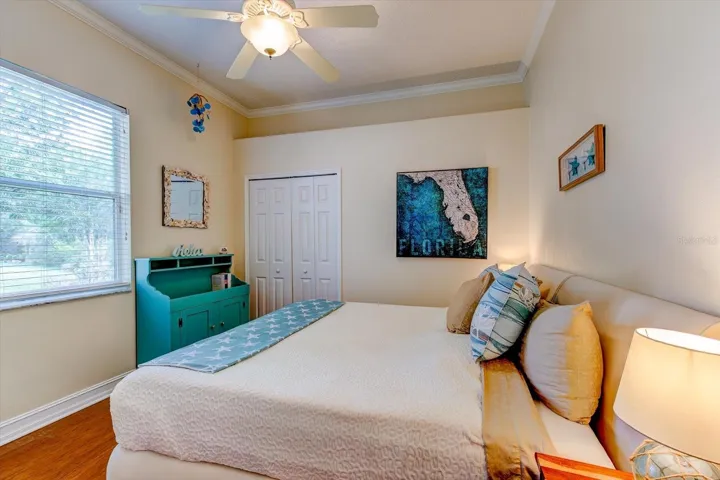 Bedroom with a beautiful green view to the outside