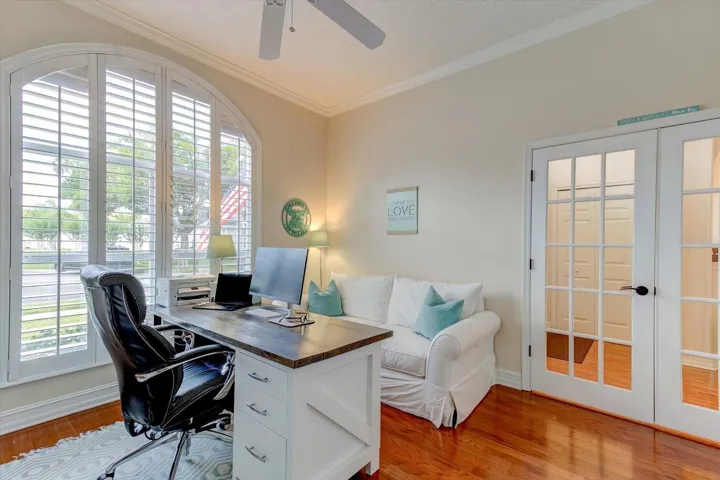Office with beautiful French doors