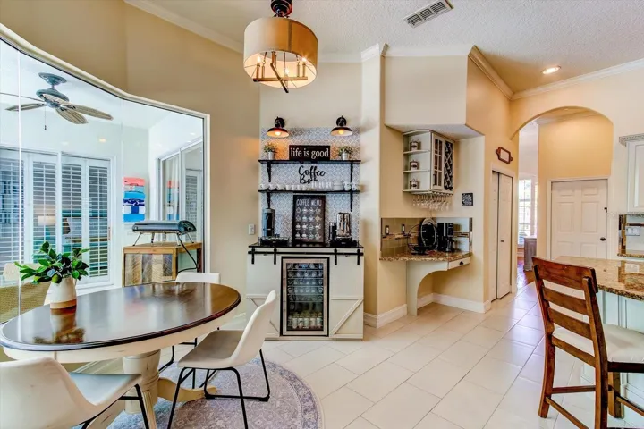 Coffee bar at the breakfast nook could convey with the house