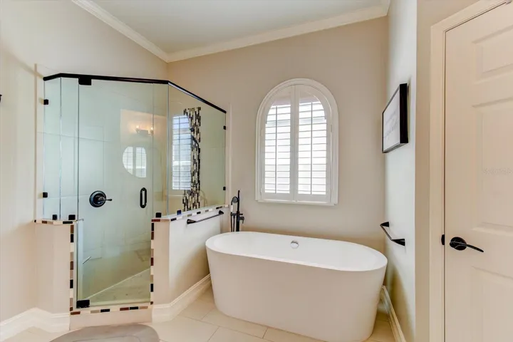 Primary bathroom with freestanding tub