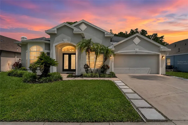 virtually staged - Front Exterior Sunset