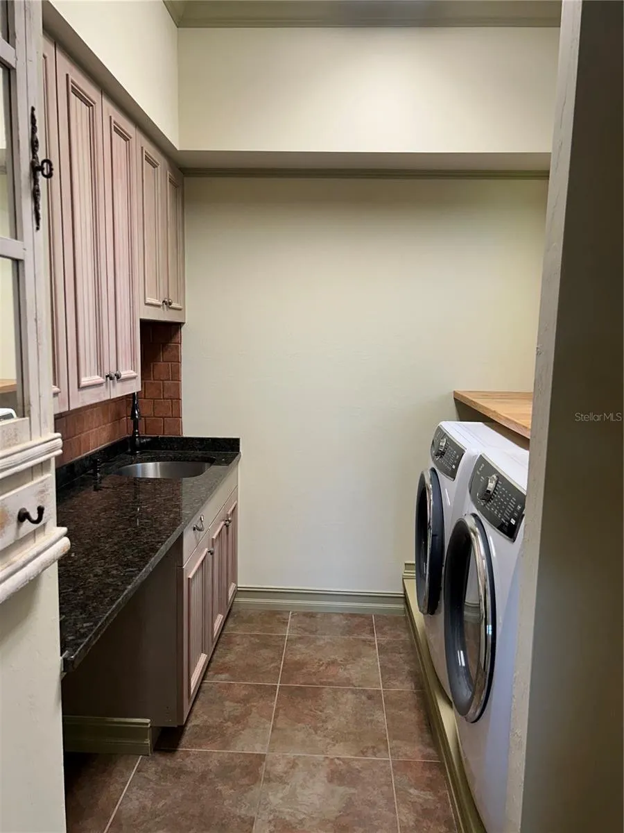 Excessive counter space and stainless steel utility sink