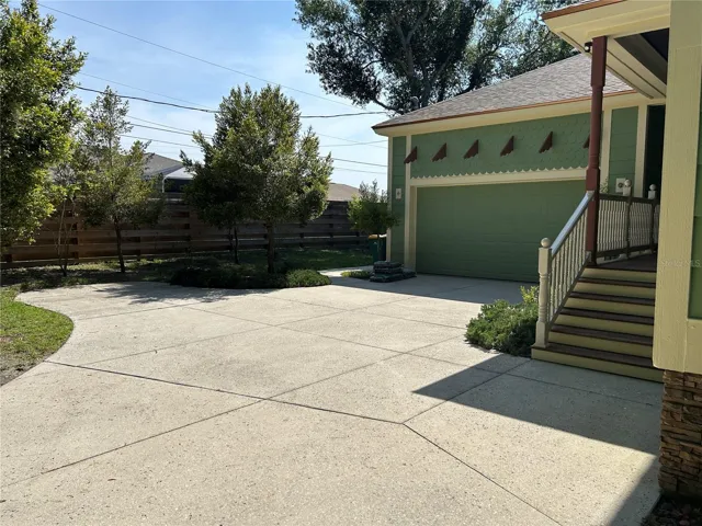 Rear courtyard and garage entrance