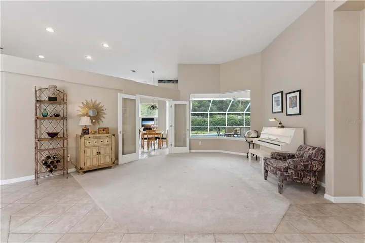 View upon entry; living room