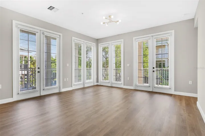 Living room facing wrap-around porch