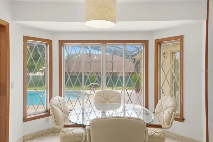 Enjoy coffee in the morning, drinks in the afternoon overlooking the spacious pool area!