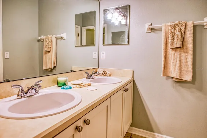 Main level bathroom with dual vanity