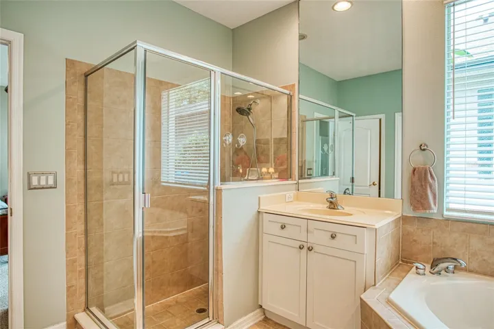 Primary bathroom with glass shower