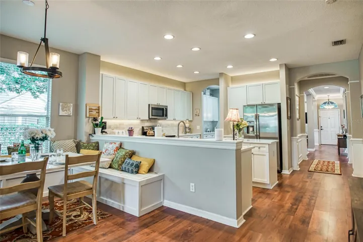 Built-in banquette seating with storage